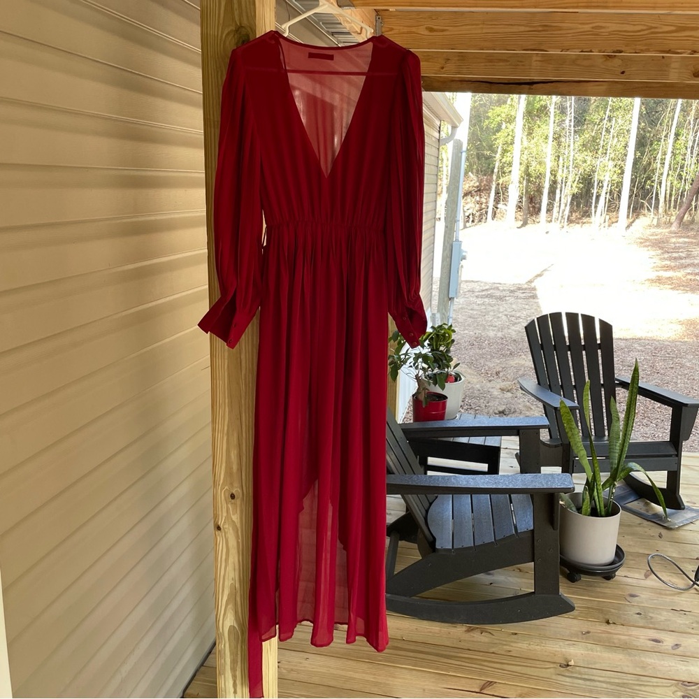 Papaya red long sleeve dress size S as new